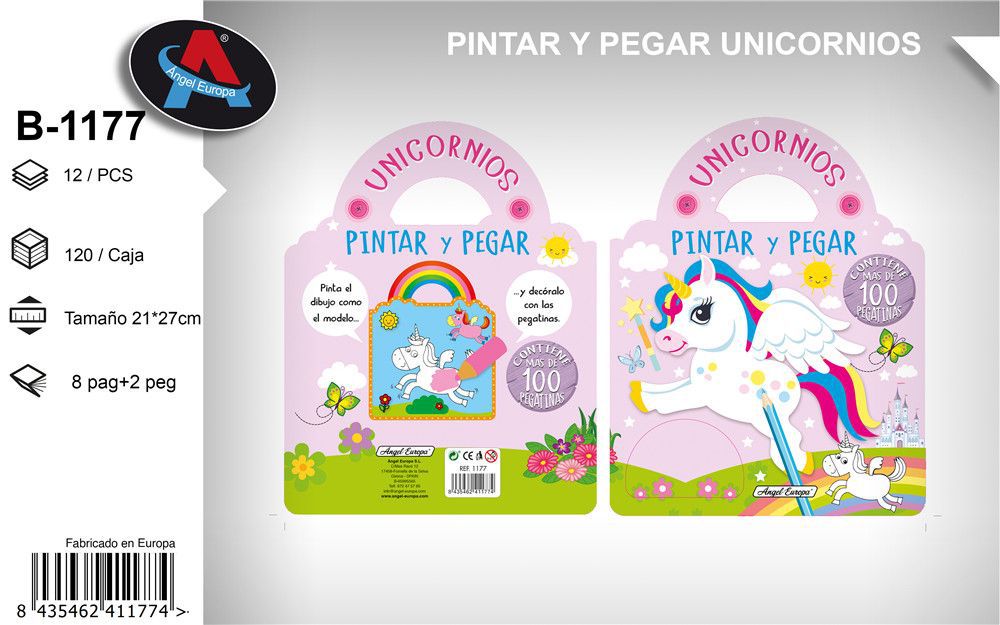 Libro de pintar y pegar unicornios - Material escolar