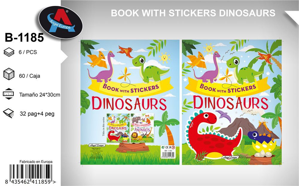 Libro con stickers dinosaurios - Material escolar