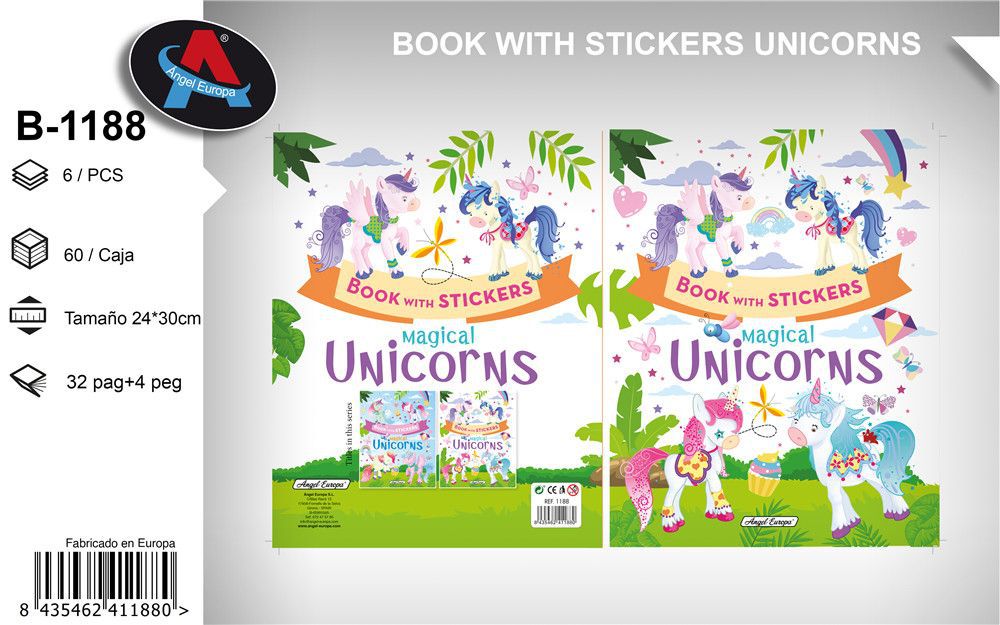 Libro con stickers unicornios - Material escolar