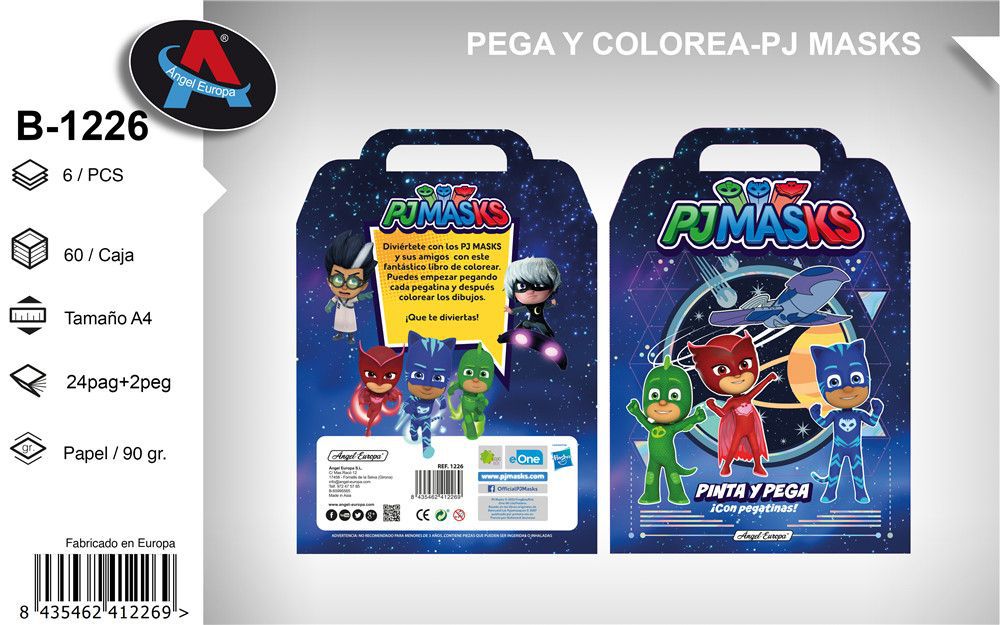 Librito de PJ Masks para pintar y pegar - Material escolar