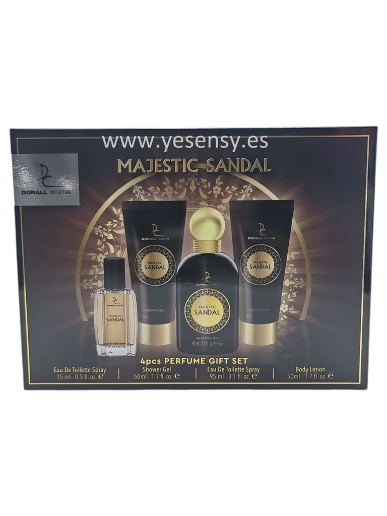 Set de perfumes Majestic Sandal: Eau 95ml + gel + crema + mini hasta DORALL - Perfumes variados