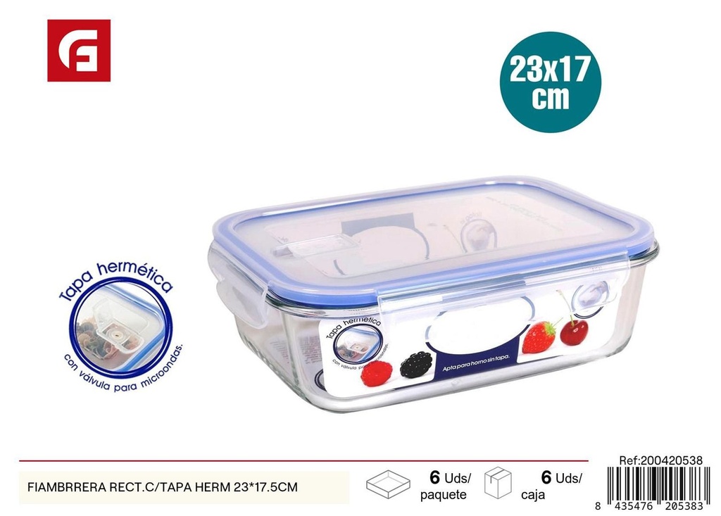 Fiambrea rect. c/tapa hermética 23x17.5cm QUTTIN - Contenedores de vidrio para alimentos