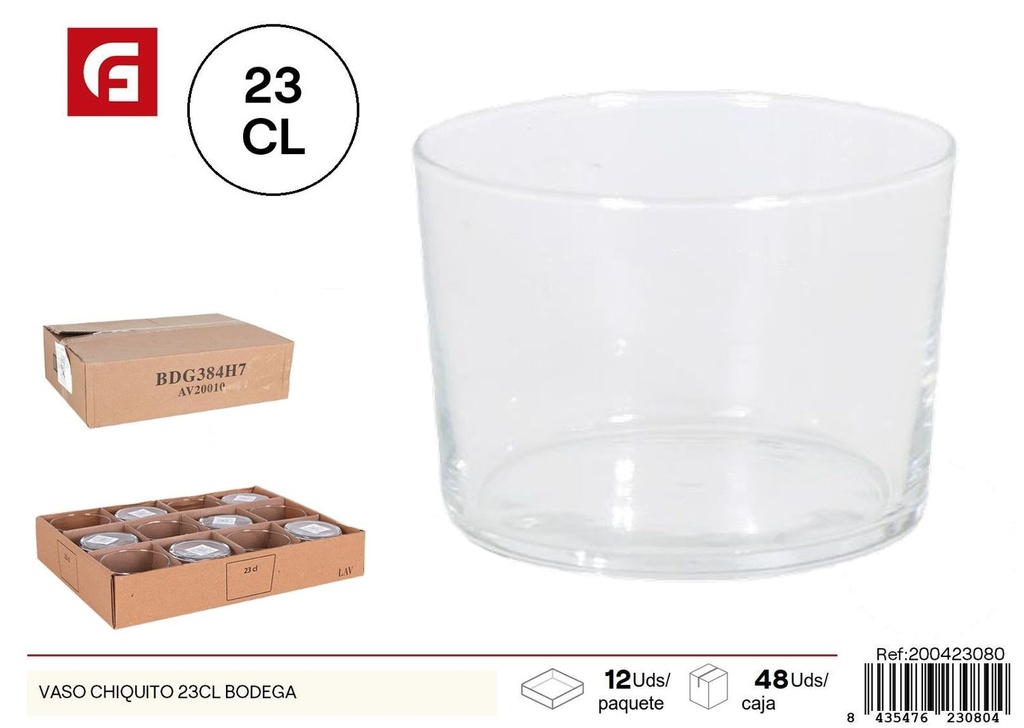 Vaso chico de vidrio 23cl - Accesorios de vidrio