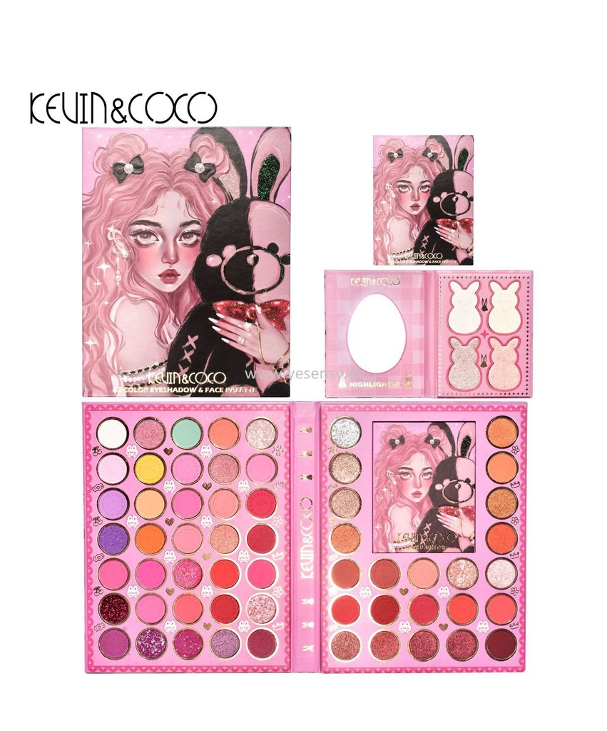 Paleta 62 sombras e iluminador Kevin&Coco - Maquillaje