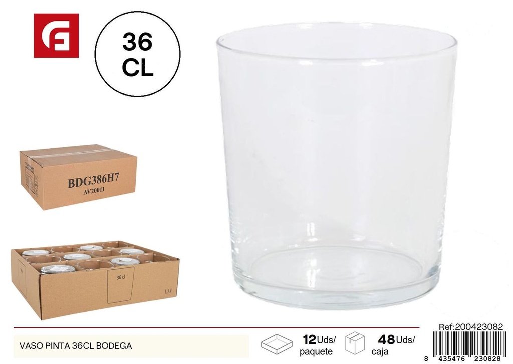 Vaso pinta 36cl bodega - Utensilio de cocina y vidrio