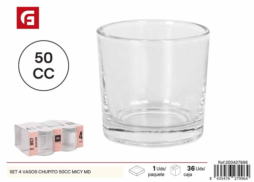 Set de 4 vasos de chupito de 50 cc MICY MD - Cristalería