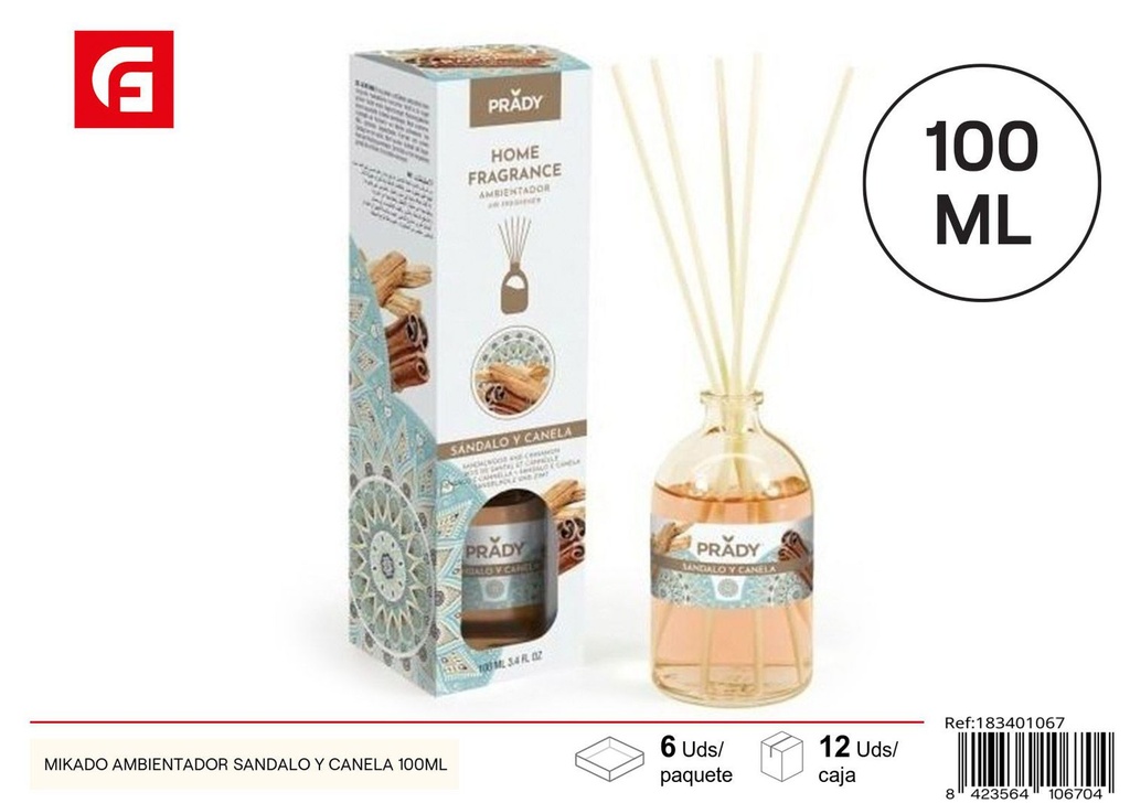 Ambientador mikado de sándalo y canela 100 ml - Ambientadores y velas