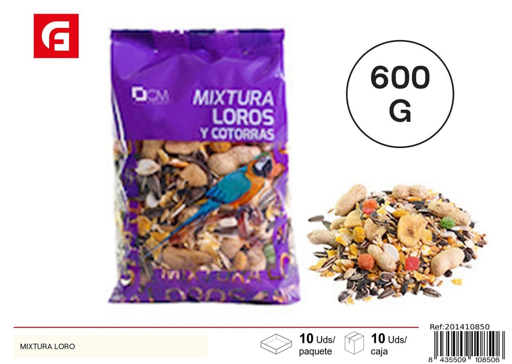 Alimento mixtura loro para aves y mascotas