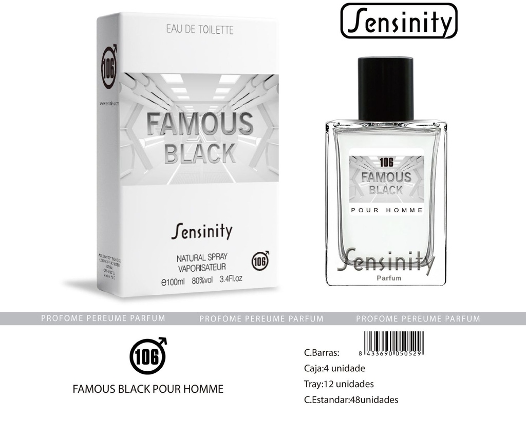 Perfume "Famous Black" para hombre - Fragancia masculina