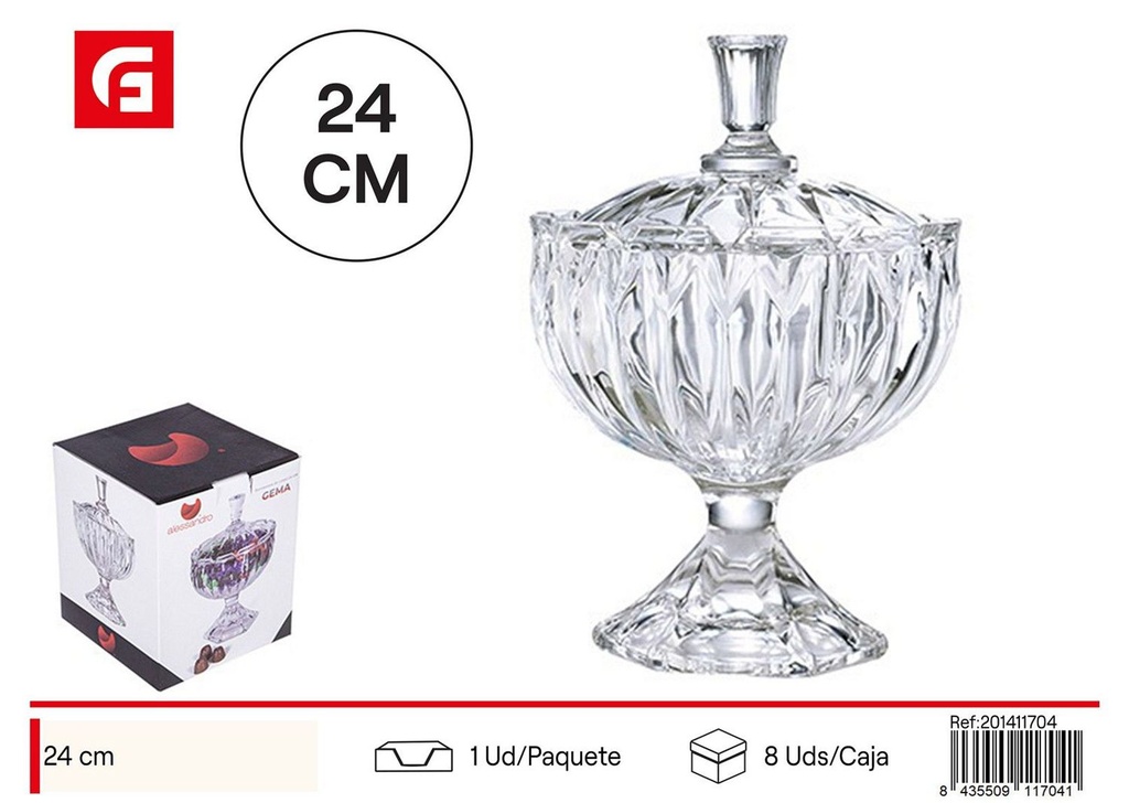 Bombonera de cristal gema 24cm - Cristalería y decoración