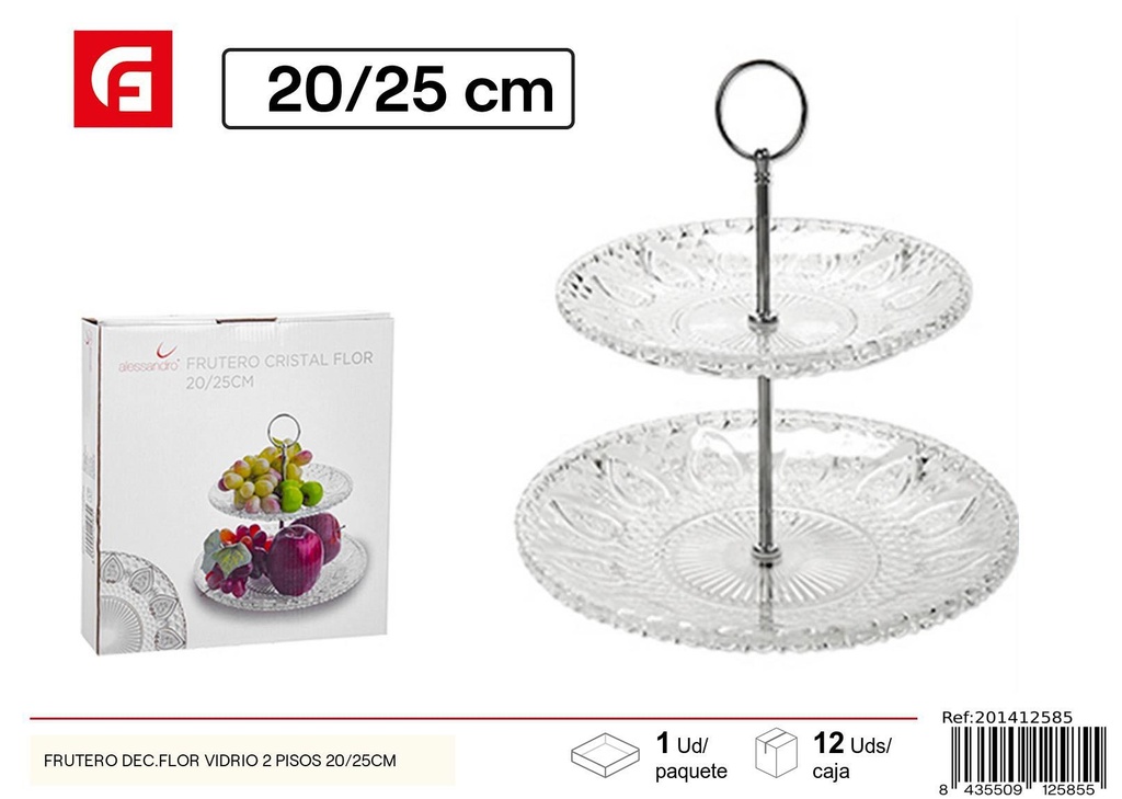 Frutero de vidrio de dos pisos 20/25 cm - Vidrio