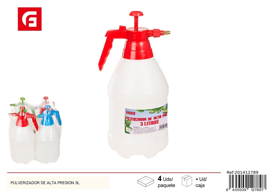 Pulverizador de alta presión 3L - Botella de spray para jardín y limpieza