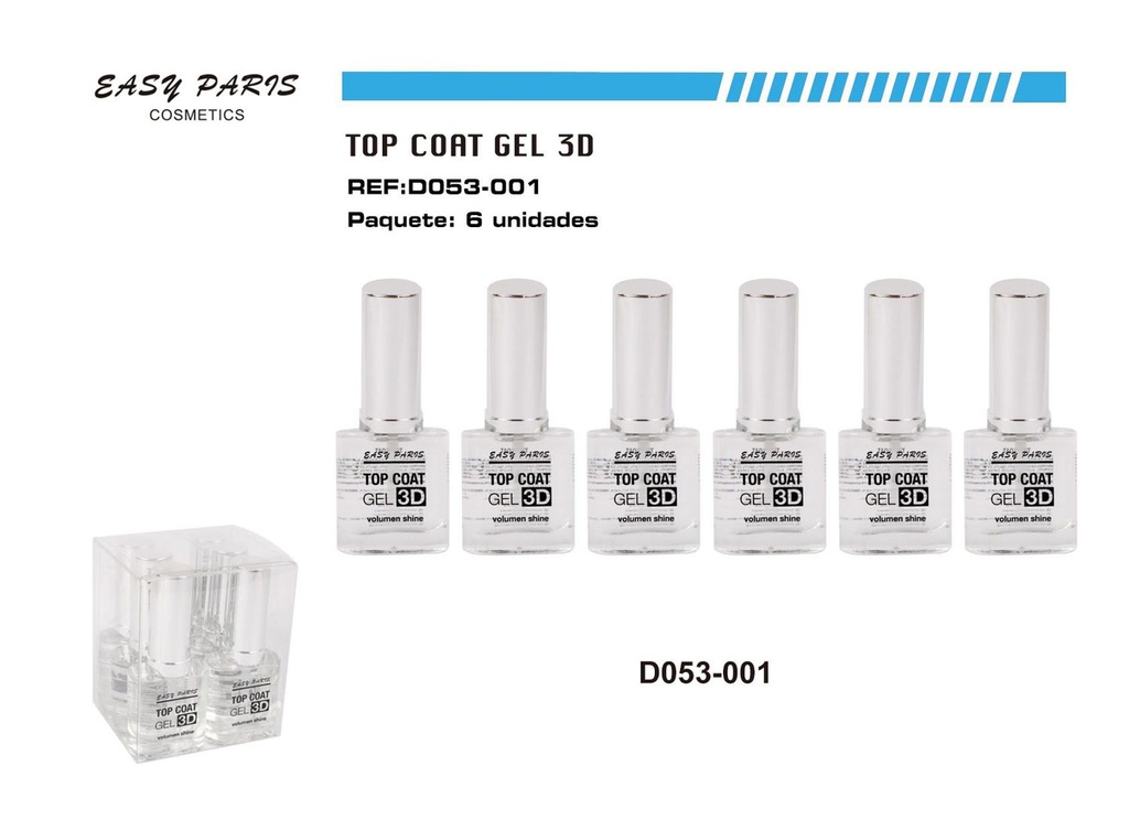 Laca de uñas top coat 3D (6 uds) - Cosméticos y esmaltes de uñas