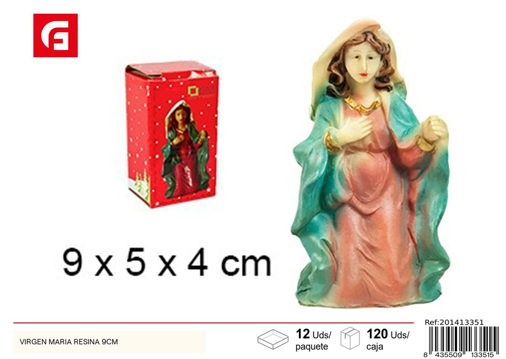 Figura de la Virgen María en resina 9cm - Decoración navideña