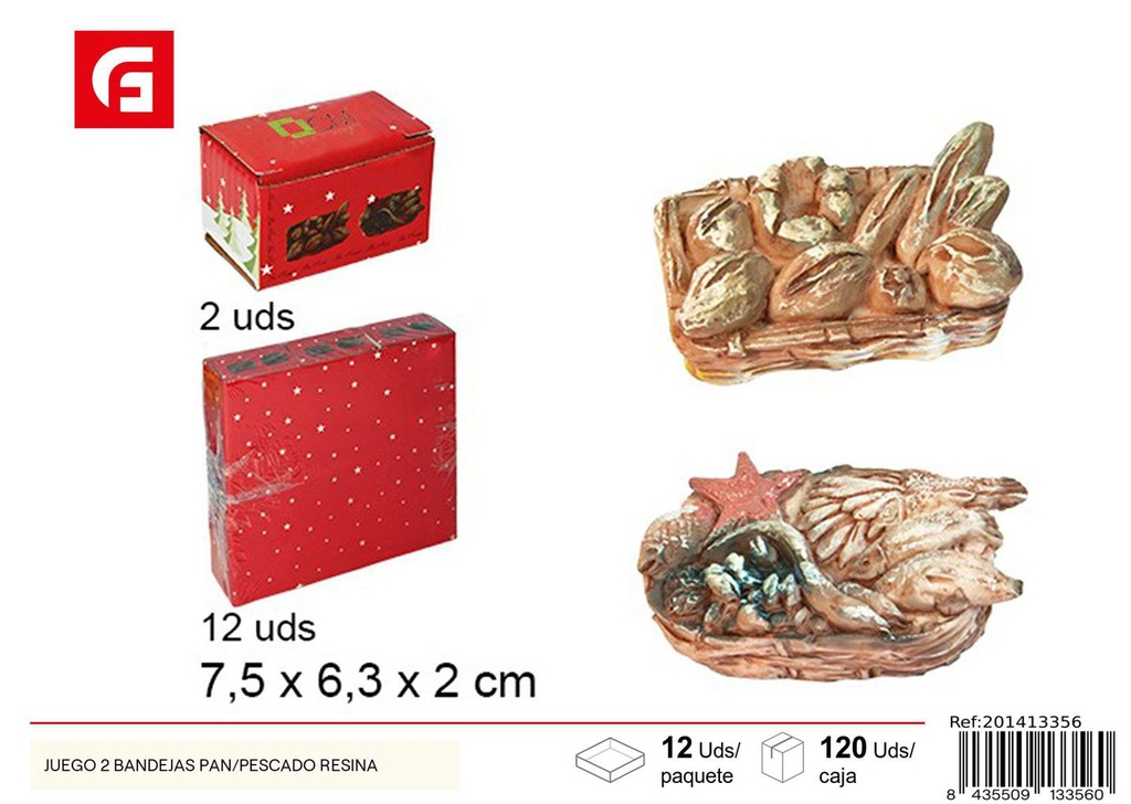 Figuras de belén navideñas (bandejas pan/pescado) de resina para decoración