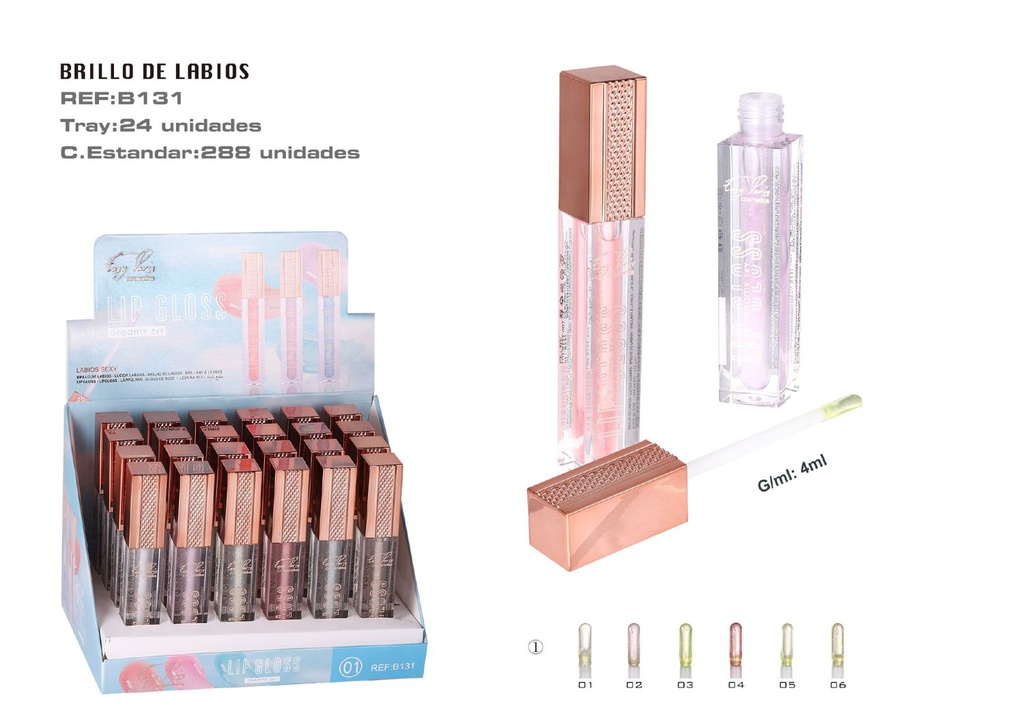 Brillo labial hidratante 24 unidades - Maquillaje labial