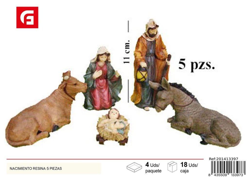 Nacimiento de resina 5 piezas - Decoraciones navideñas