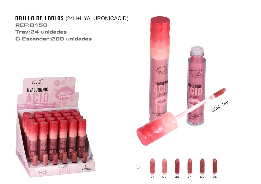 Brillo labial fijo + ácido hialurónico 24/u - Maquillaje de labios