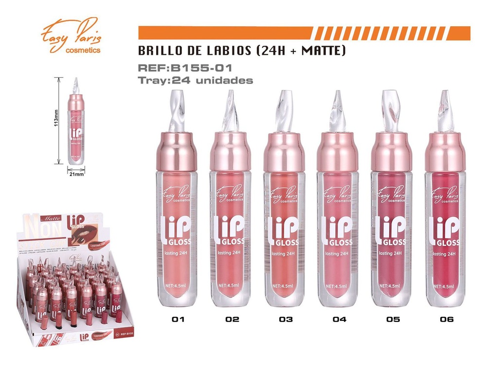Brillo labial 24h mate 24/U - Productos de belleza