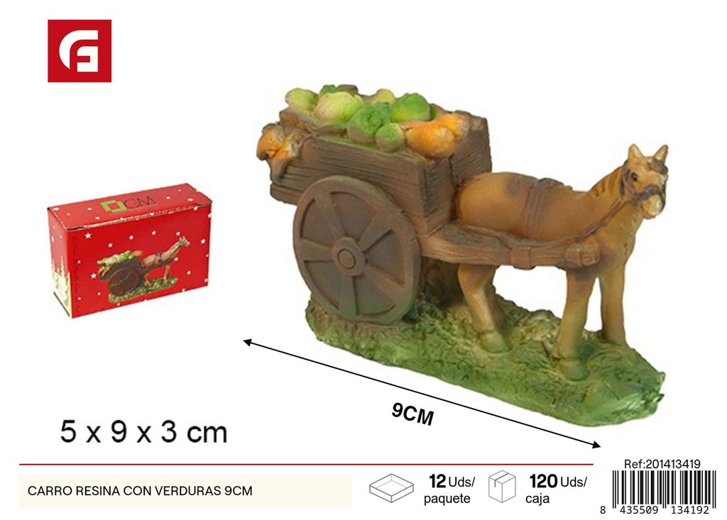 Figura de carro de resina con verduras 9cm - Decoración navideña