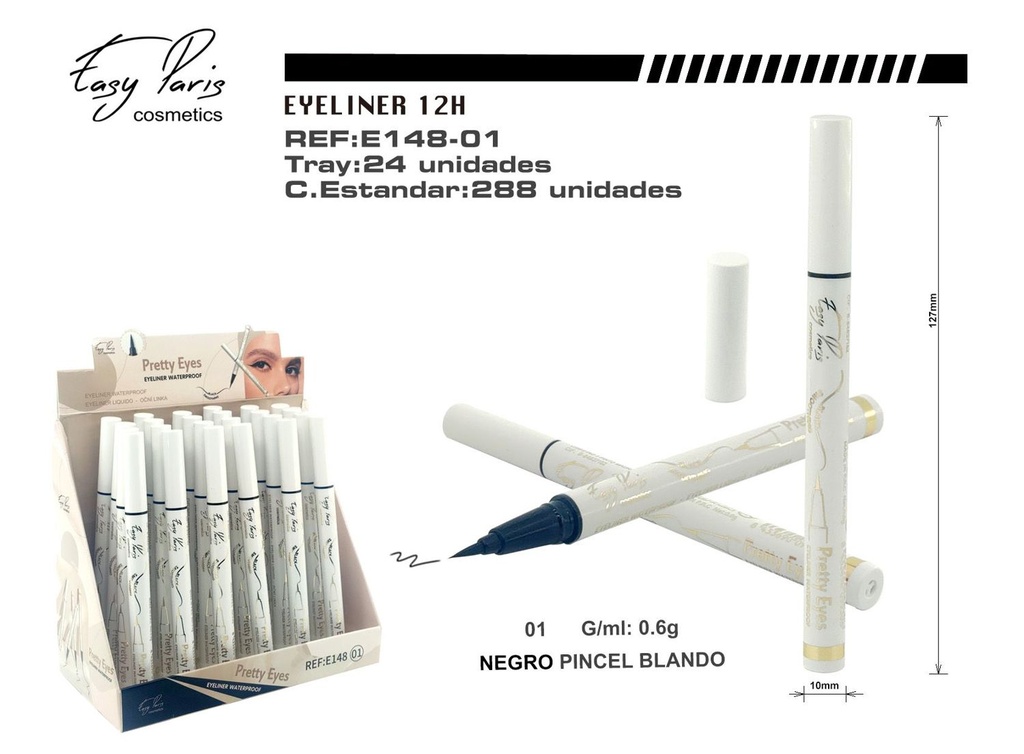 Delineador negro 24U - Maquillaje y delineadores de ojos