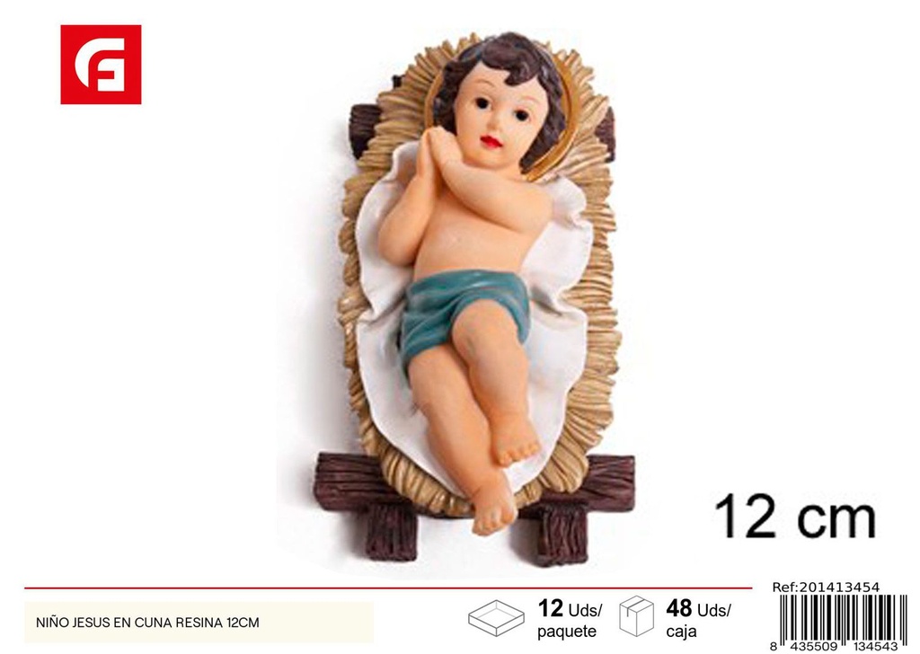 Nacimiento niño Jesús en cuna de resina 12cm - Decoración navideña