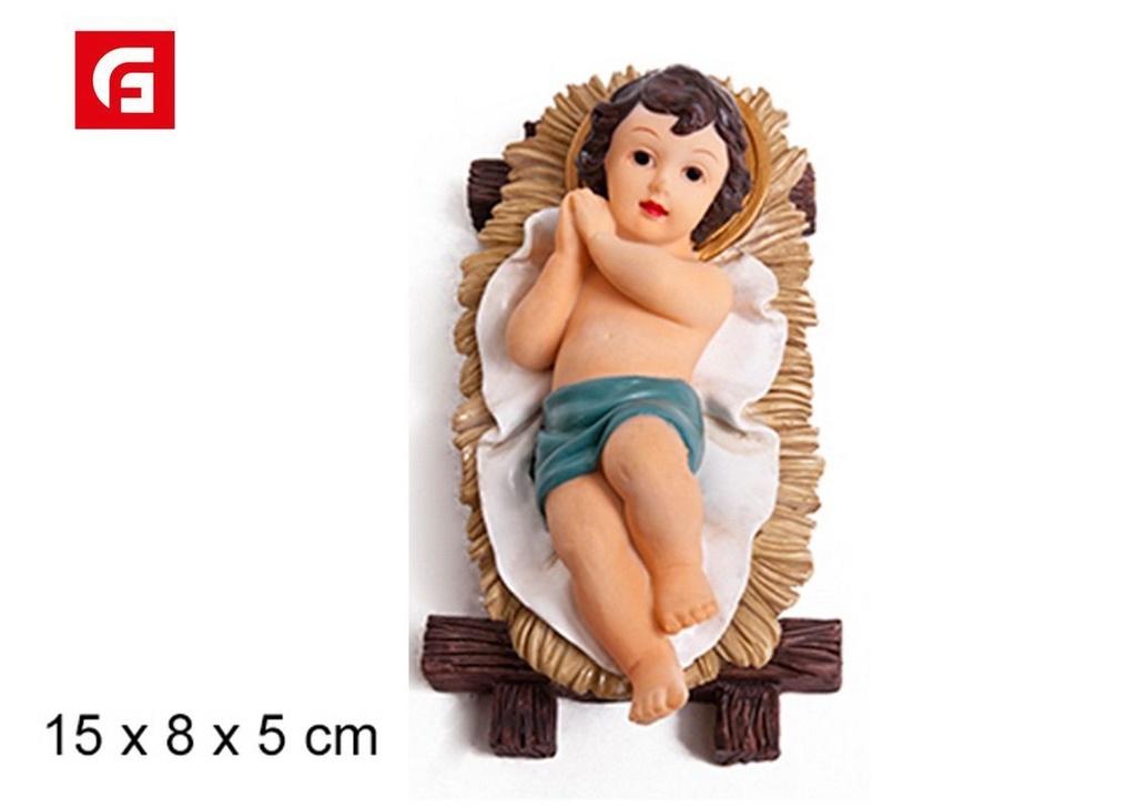 Niño Jesús en cuna de resina 15 cm - Figuras de belén y decoración navideña