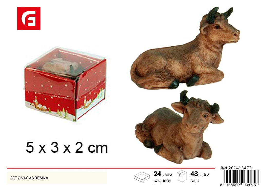 Set de 2 vacas de resina - Figuras de belén navideñas