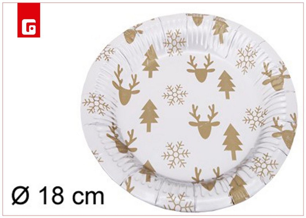 Platos decorados navidad 10pcs 18cm - Artículos de Navidad