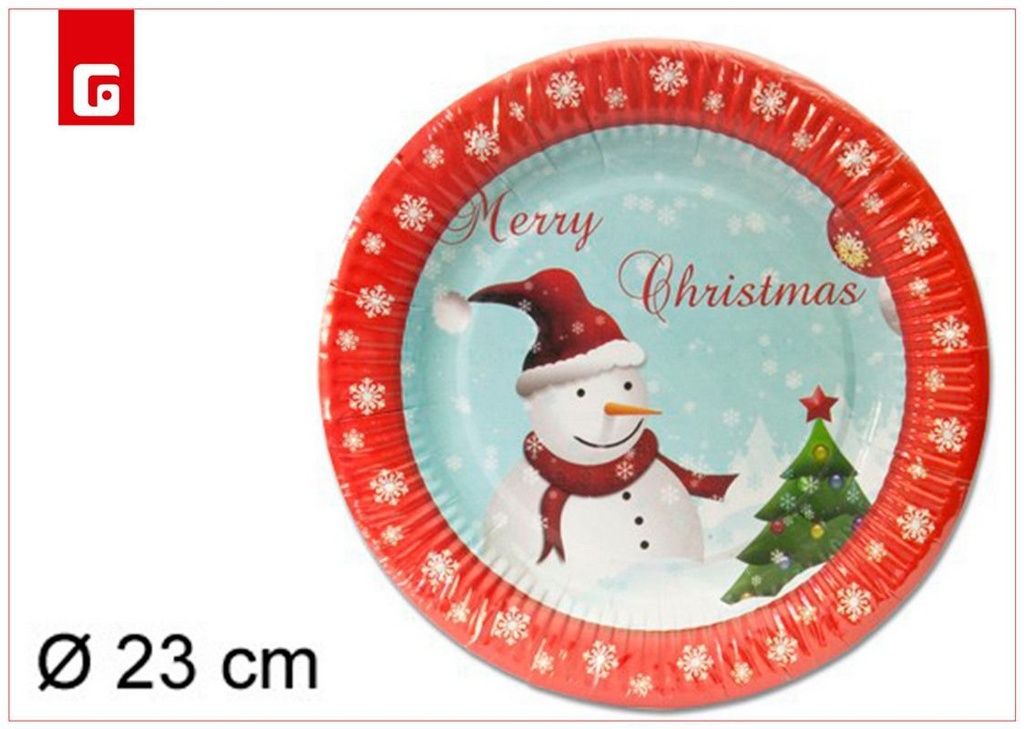 Platos desechables 6 Navidad muñeco de nieve 23 cm - Utensilios de fiesta