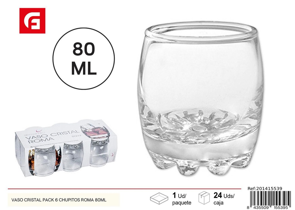 Vaso de cristal para chupitos 80 ml set 6 - Utensilios de vidrio