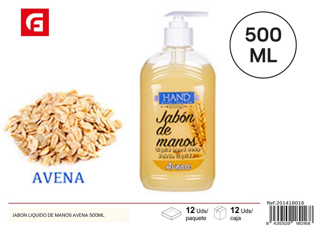 Jabón líquido de manos avena 500ml para higiene personal