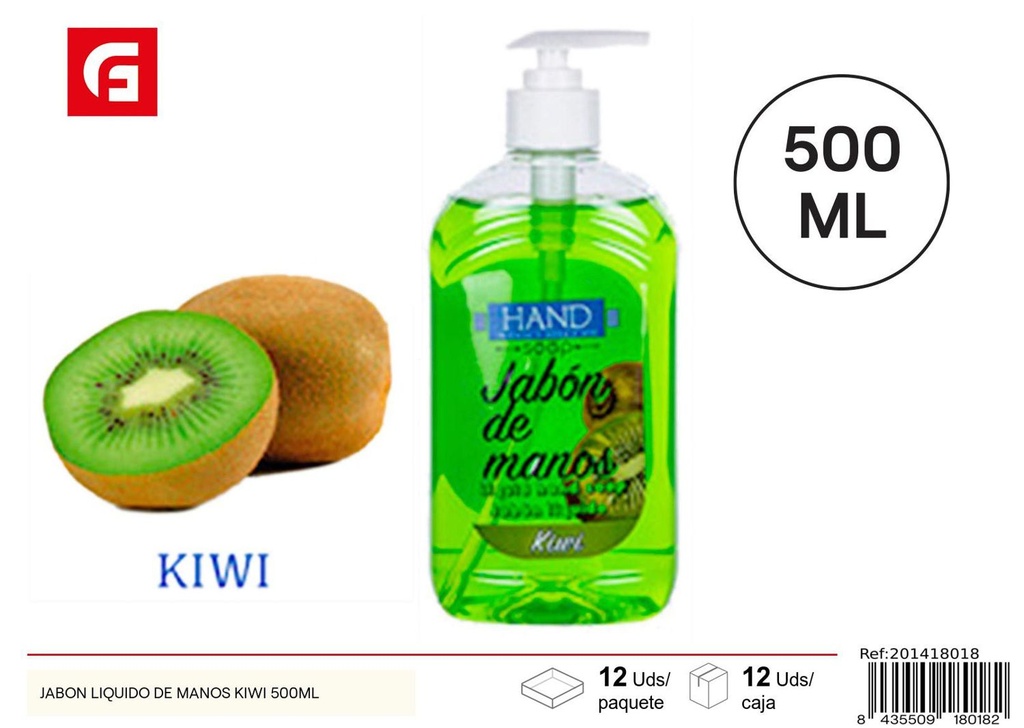 Jabón líquido de manos Kiwi 500ml para higiene personal