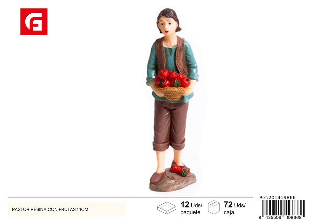 Pastoreo de resina con frutas 14 cm - Figuras de belén