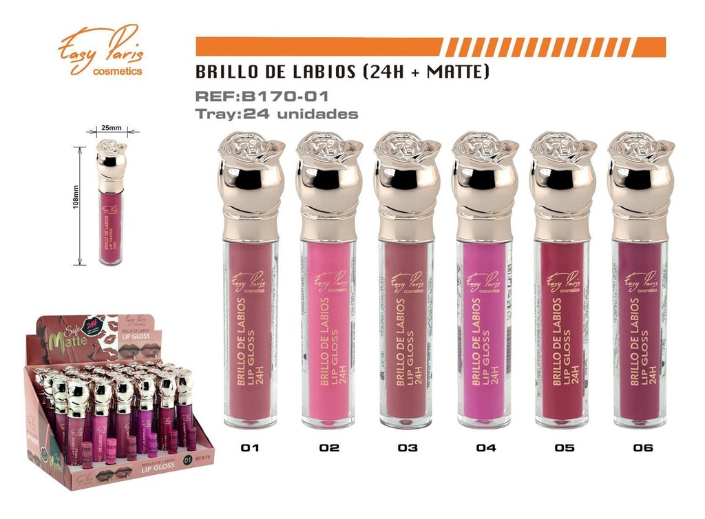 Brillo labial 24H mate 24 unidades - Maquillaje labial