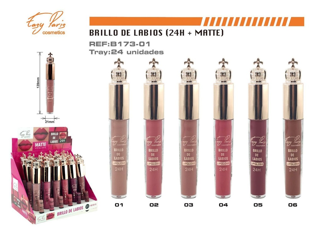 Brillo labial mate 24H 24 unidades - Maquillaje labial