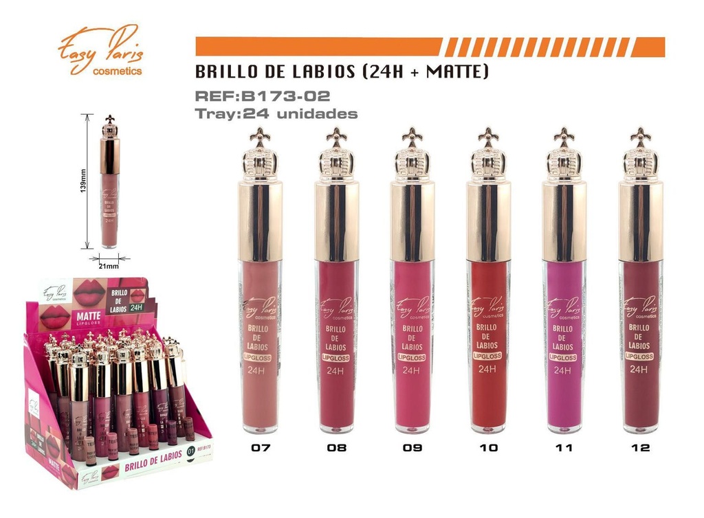 Brillo labial 24H mate 24 unidades - Maquillaje labial