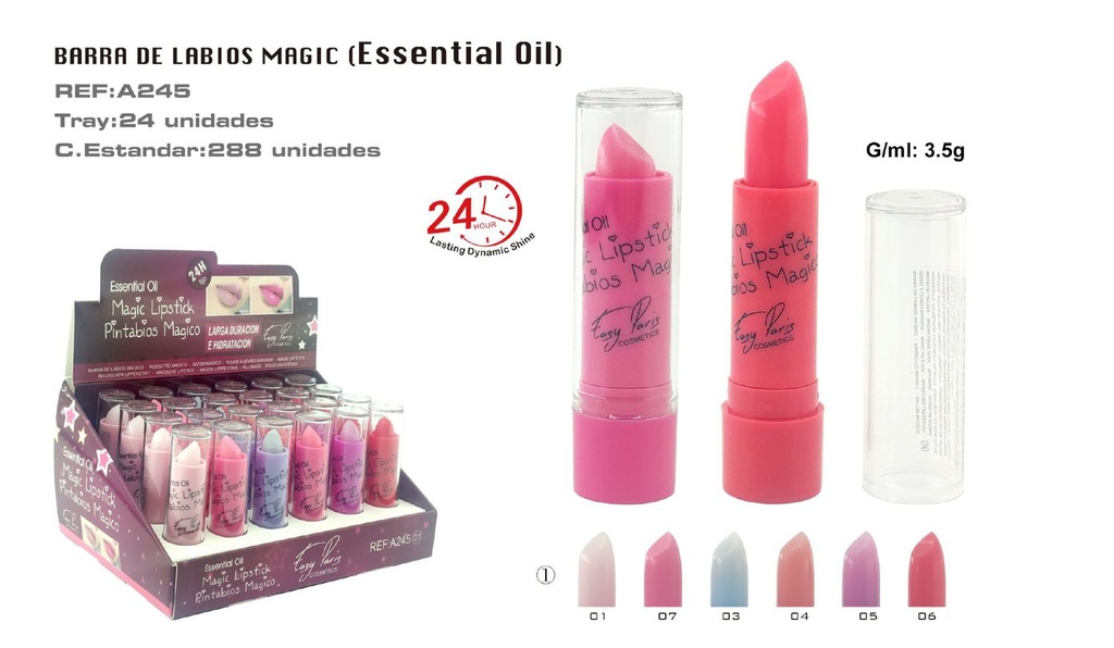 B. de labios magic 24h con aceite esencial - 24 unidades