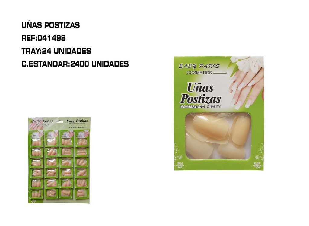 Uñas postizas francesas 24/u para manicura elegante