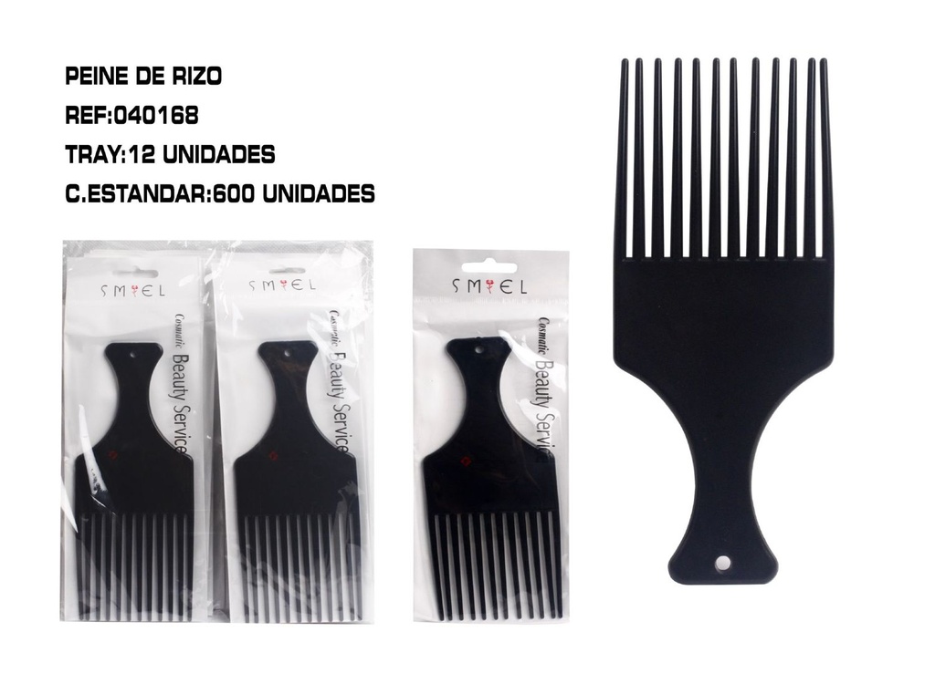 Peine ahuecador negro 12/U - Accesorios para el cuidado del cabello