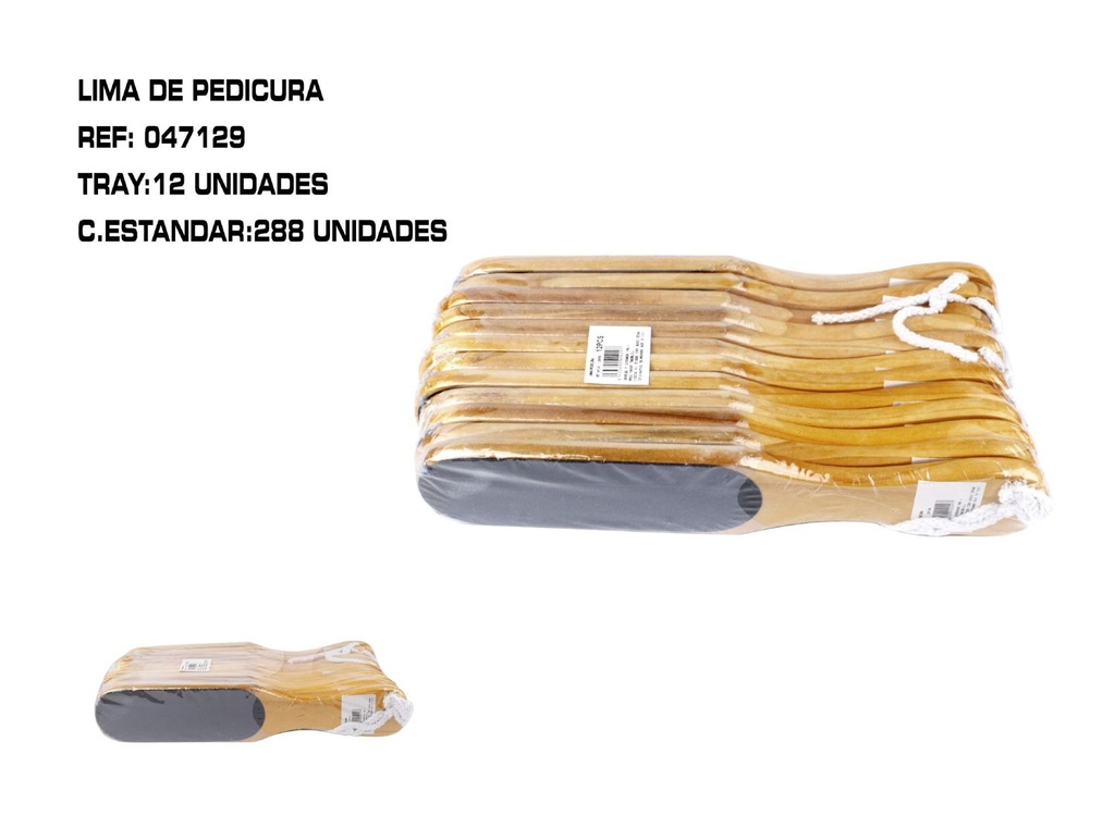 Lima de madera para pedicura 28.5 cm 12 unidades - Cuidado de uñas