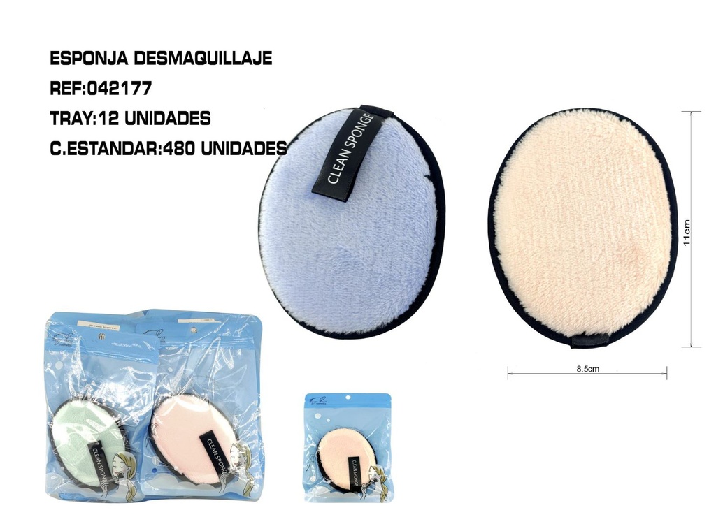 Esponja desmaquillante 11*8.5 cm 12/U - Cosméticos