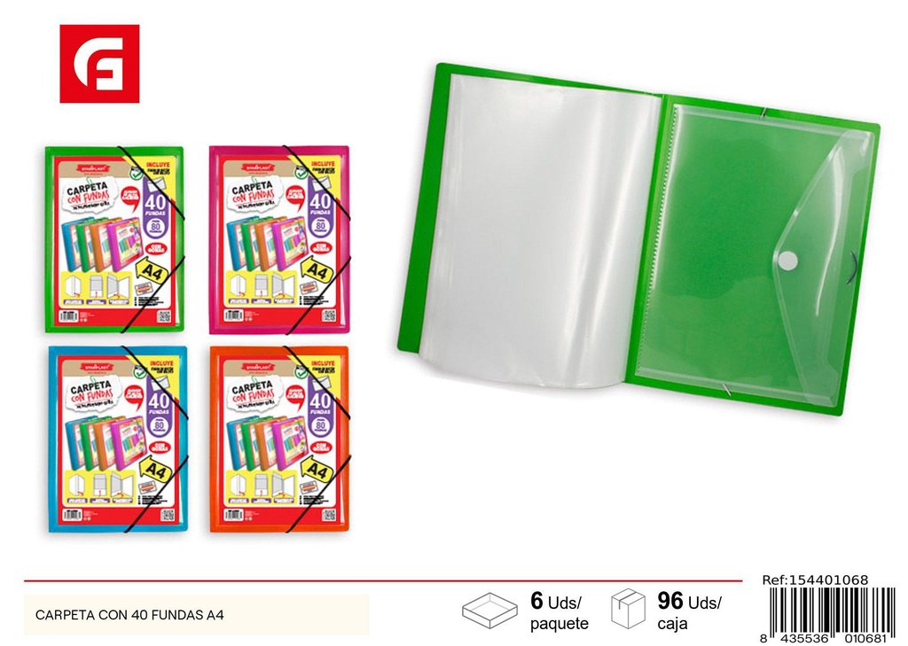 Carpeta con 40 fundas A4 - Material de oficina