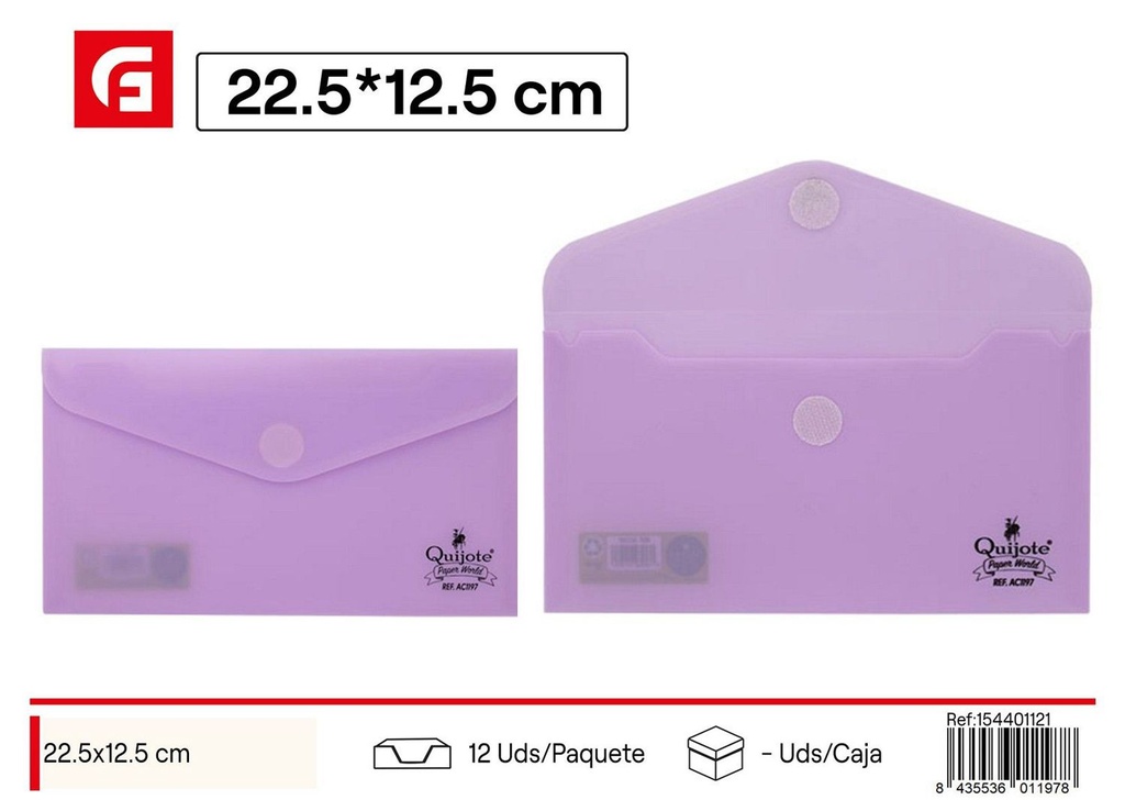 Folder con cierre de velcro A6 surtido 22.5*12.5 cm - Material de oficina