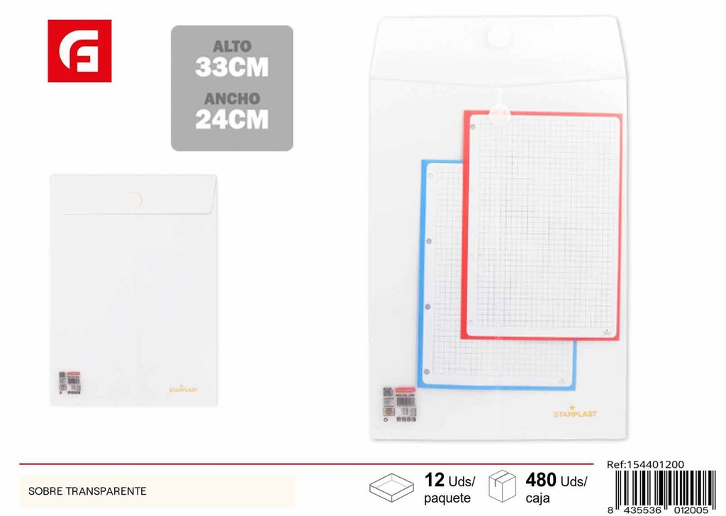 Sobre transparente - Material de oficina