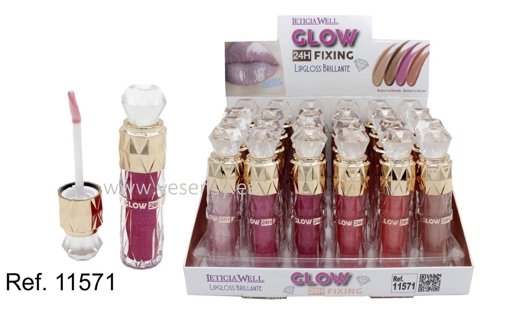 Lip gloss glow 24h fix 24 unidades - Cosméticos