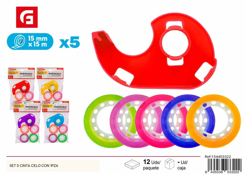 Set de 5 cintas celo con 1 pieza - Papelería