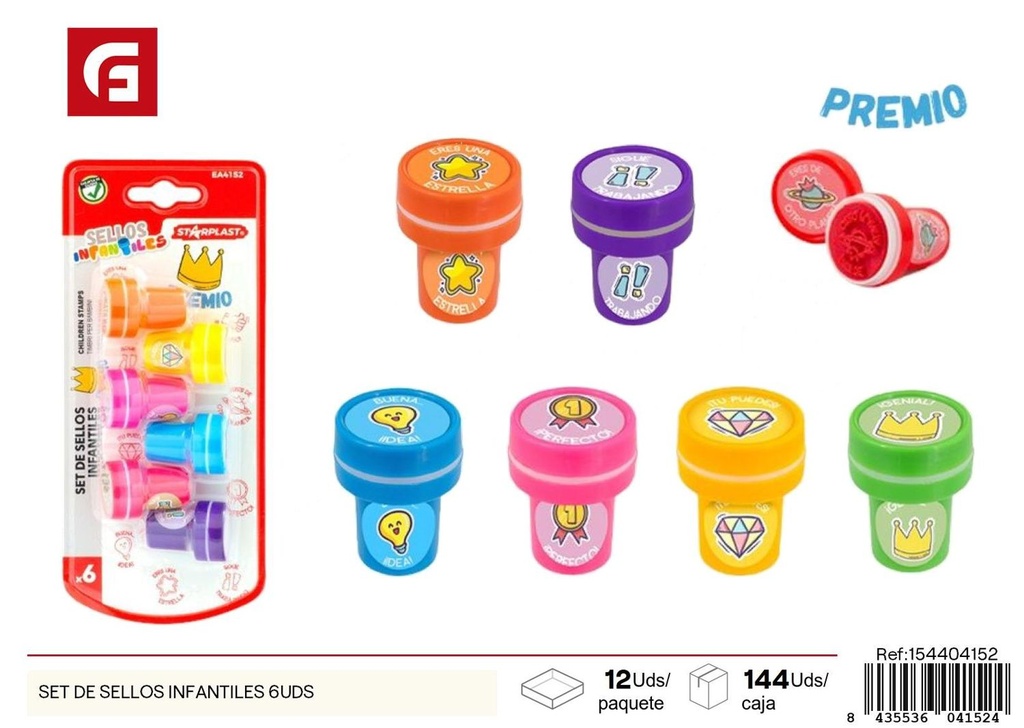 Set de sellos infantiles 6Uds - Material de oficina