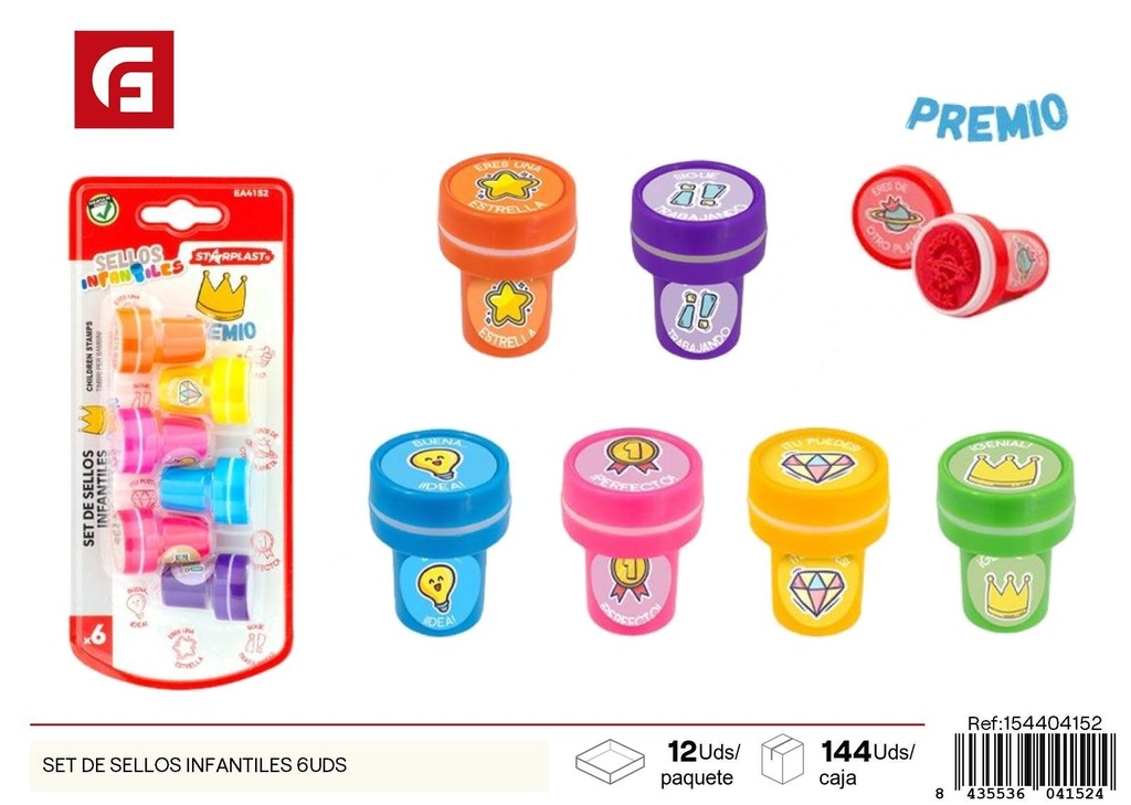 Set de sellos infantiles de 6 unidades - Material de oficina para niños