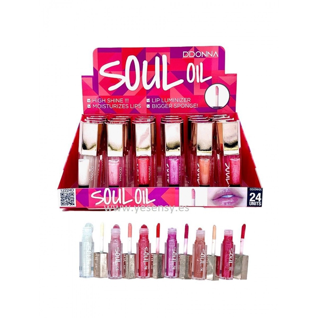 Lip gloss Soul Oil 24/u Ddonna para brillo y cuidado labial